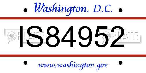 IS84952 District Of Columbia License Plate