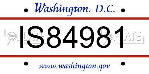 IS84981 District Of Columbia License Plate