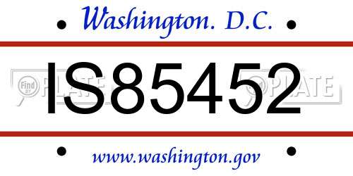 IS85452 District Of Columbia License Plate