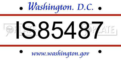 IS85487 District Of Columbia License Plate