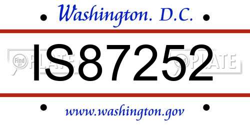 IS87252 District Of Columbia License Plate