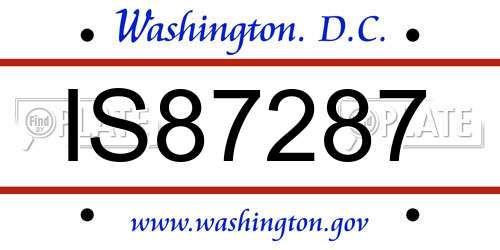 IS87287 District Of Columbia License Plate