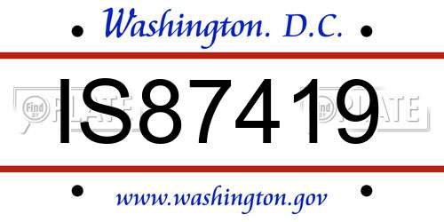 IS87419 District Of Columbia License Plate