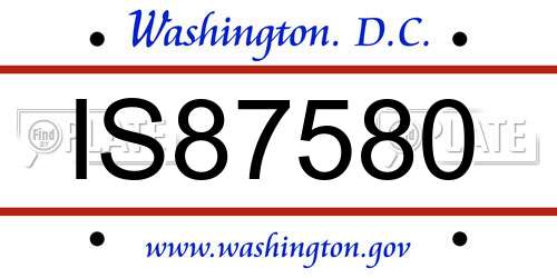 IS87580 District Of Columbia License Plate
