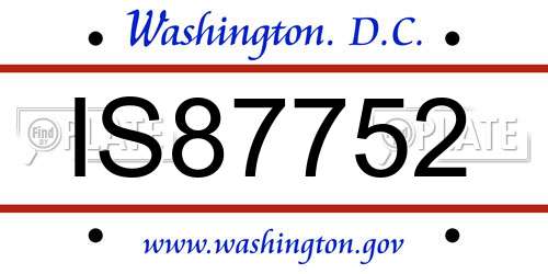 IS87752 District Of Columbia License Plate