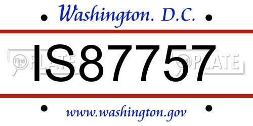 IS87757 District Of Columbia License Plate