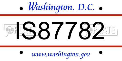 IS87782 District Of Columbia License Plate
