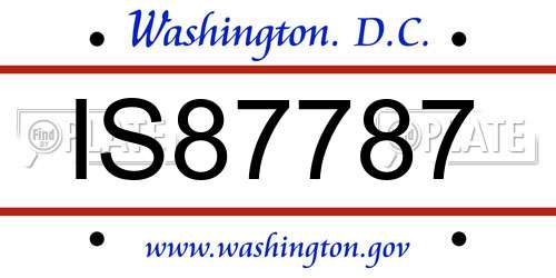 IS87787 District Of Columbia License Plate