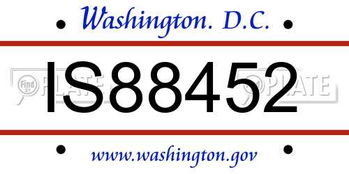 IS88452 District Of Columbia License Plate