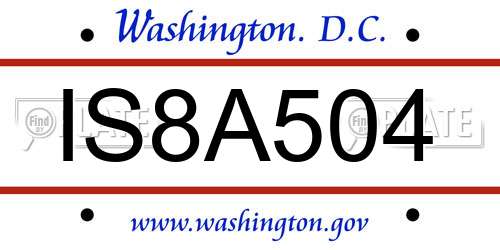 IS8A504 District Of Columbia License Plate