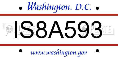 IS8A593 District Of Columbia License Plate