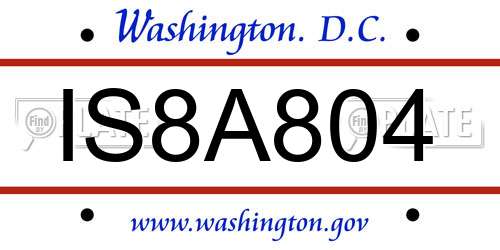 IS8A804 District Of Columbia License Plate
