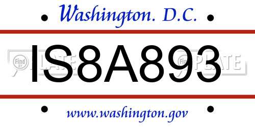 IS8A893 District Of Columbia License Plate