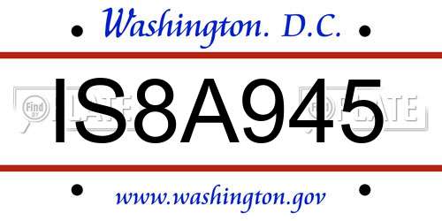 IS8A945 District Of Columbia License Plate