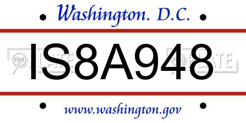 IS8A948 District Of Columbia License Plate