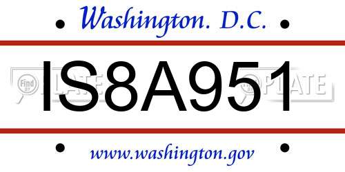 IS8A951 District Of Columbia License Plate