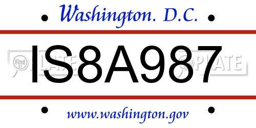 IS8A987 District Of Columbia License Plate