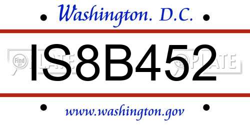 IS8B452 District Of Columbia License Plate