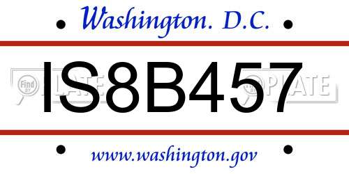 IS8B457 District Of Columbia License Plate