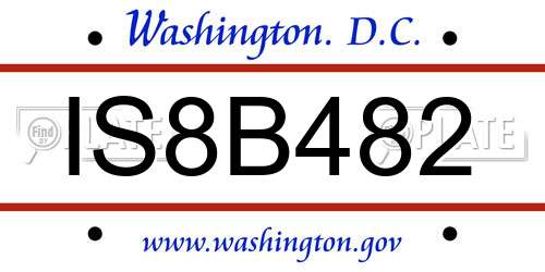 IS8B482 District Of Columbia License Plate