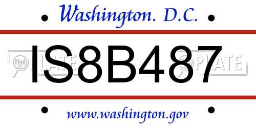 IS8B487 District Of Columbia License Plate