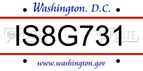 IS8G731 District Of Columbia License Plate