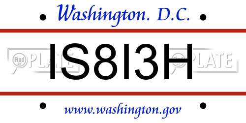 IS8I3H District Of Columbia License Plate