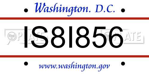 IS8I856 District Of Columbia License Plate