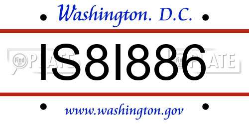 IS8I886 District Of Columbia License Plate