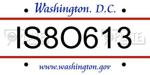 IS8O613 District Of Columbia License Plate