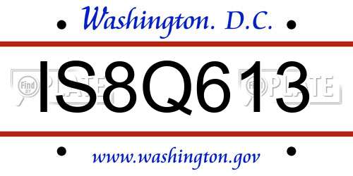 IS8Q613 District Of Columbia License Plate