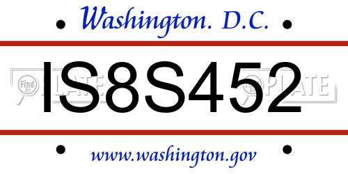 IS8S452 District Of Columbia License Plate