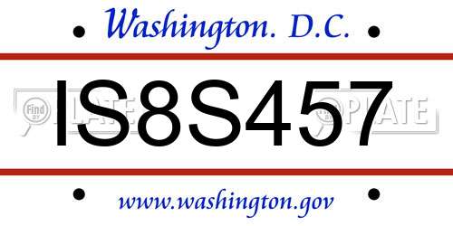 IS8S457 District Of Columbia License Plate