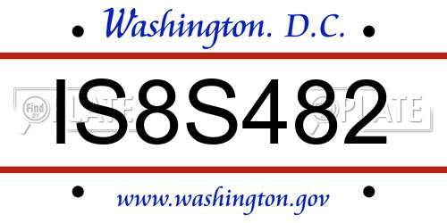 IS8S482 District Of Columbia License Plate