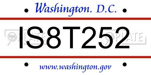 IS8T252 District Of Columbia License Plate