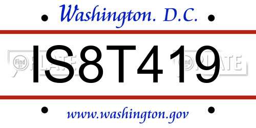 IS8T419 District Of Columbia License Plate