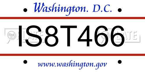 IS8T466 District Of Columbia License Plate