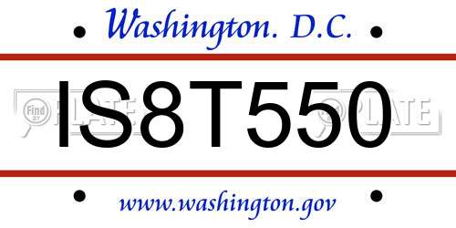 IS8T550 District Of Columbia License Plate