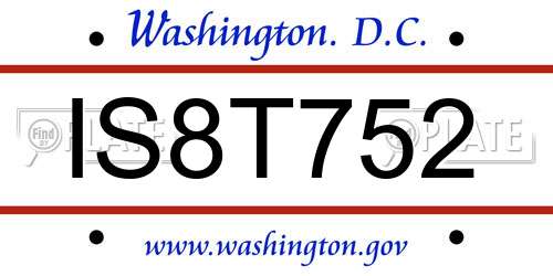 IS8T752 District Of Columbia License Plate