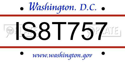 IS8T757 District Of Columbia License Plate