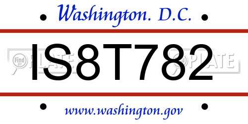IS8T782 District Of Columbia License Plate