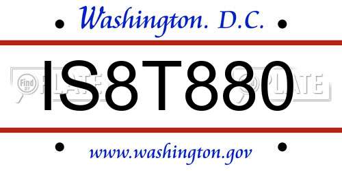 IS8T880 District Of Columbia License Plate