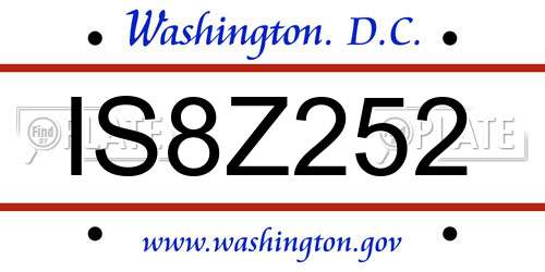 IS8Z252 District Of Columbia License Plate