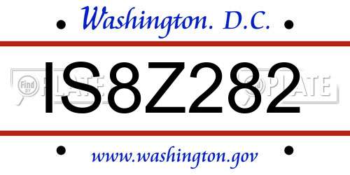 IS8Z282 District Of Columbia License Plate