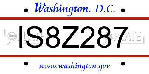 IS8Z287 District Of Columbia License Plate