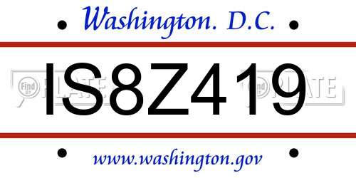 IS8Z419 District Of Columbia License Plate