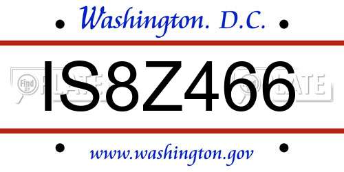 IS8Z466 District Of Columbia License Plate