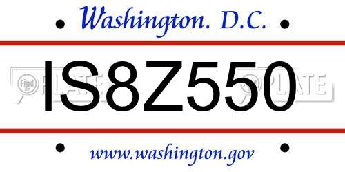 IS8Z550 District Of Columbia License Plate