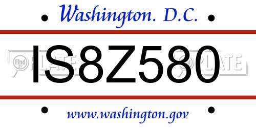 IS8Z580 District Of Columbia License Plate