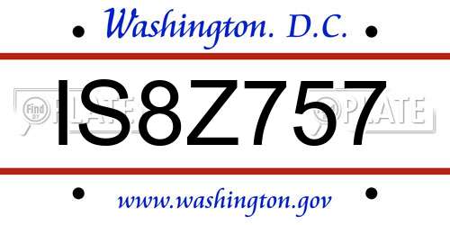 IS8Z757 District Of Columbia License Plate